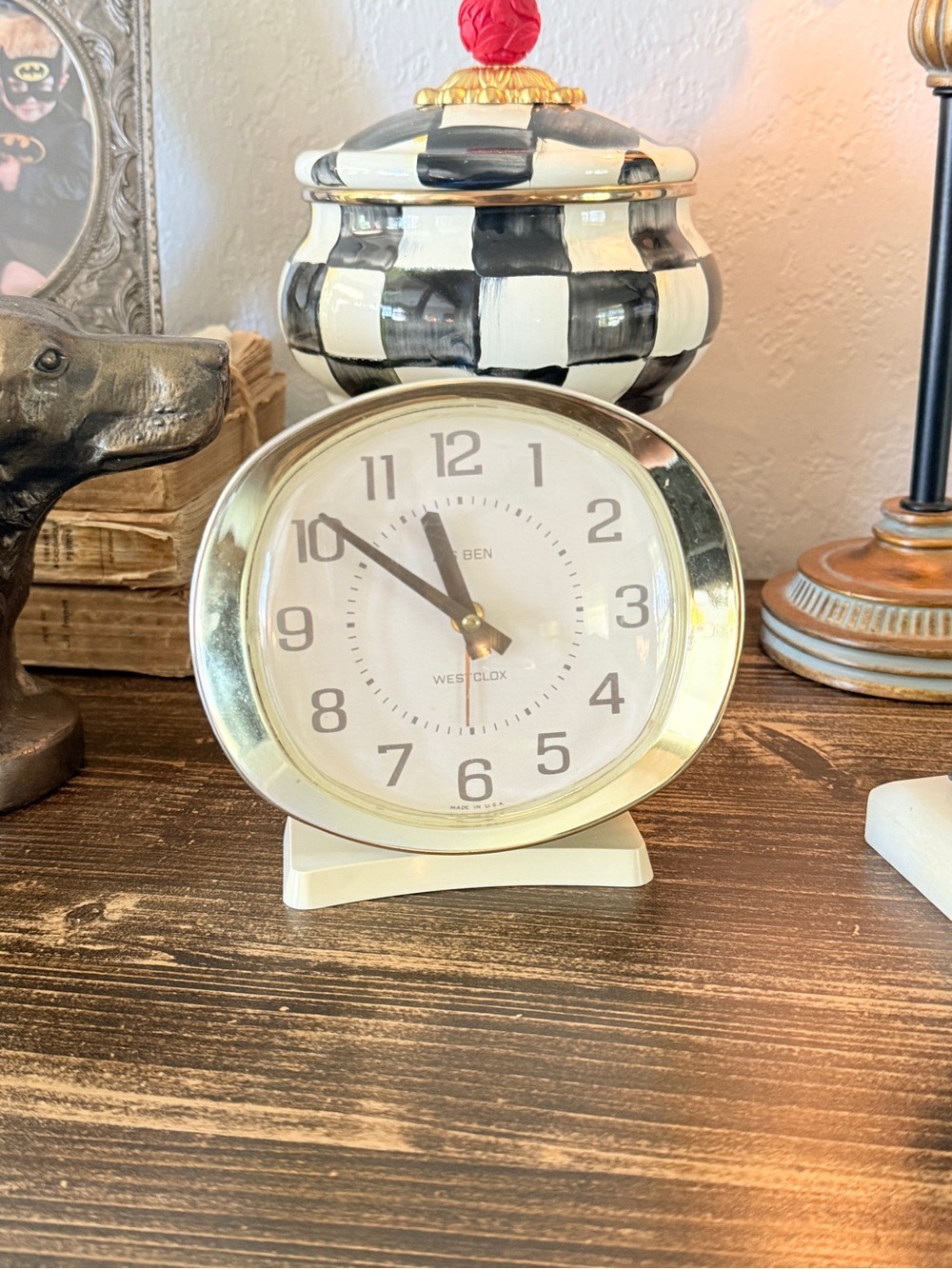 😎3/$20‼️Cream and Gold Retro Table Clock Works - Picture 3 of 11